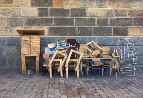 Stack of construction materials awaiting clearance