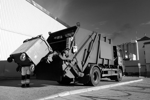 Construction site with waste clearance team at Barbican