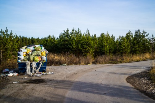 Variety of construction waste materials ready for disposal