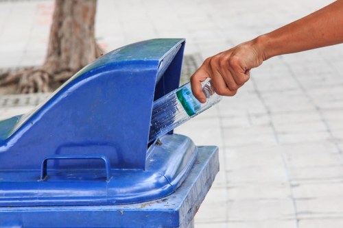 Recycling center processing cleared waste