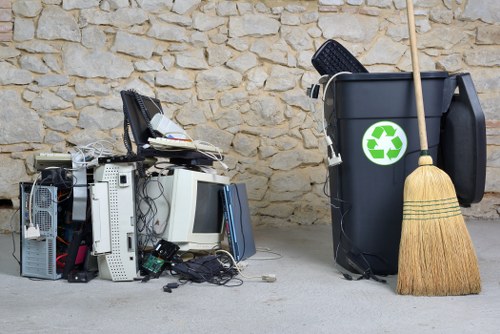 Professional waste clearance truck in action