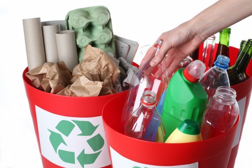 Builders waste being sorted for recycling in Anerley