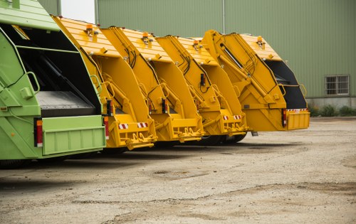 City business waste clearance truck driving in London