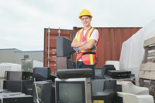 Waste materials sorted for recycling in a construction site.