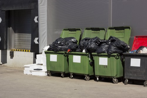 Professional waste clearance team at a building site