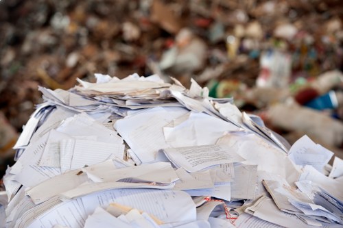 Workers sorting recycled construction materials