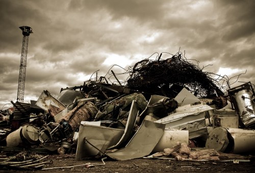 Workers sorting recyclable construction materials