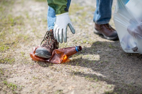 Professional team handling construction waste