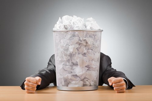 Builders waste being loaded into a dumpster for clearance